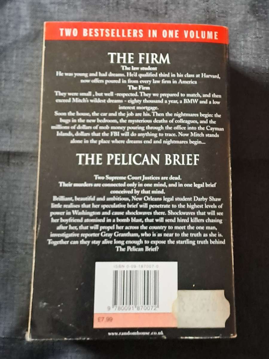 John Grisham - The Firm/The Pelican Brief  - Paperback/Softcover -  Pages 371   - As per photo`s
