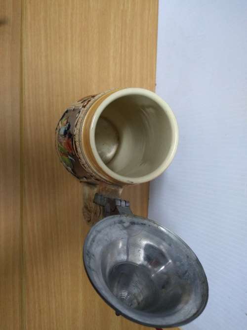 Vintage Jäger and Dirnd`l Stein with Pewter Lid