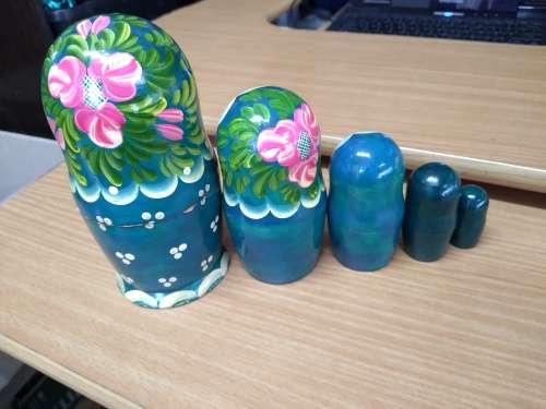 Hand Painted Vintage Wooden Nesting Dolls 5 Piece