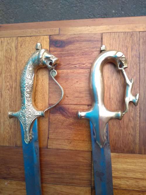 Brass and Steel Shield Crossed Swords Wall Display