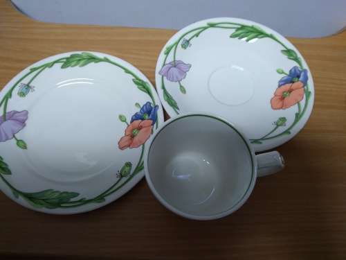 Villeroy and Boch `Amapola` Tea Cup, Saucer and Side Plate
