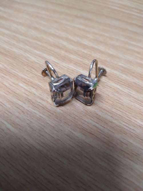 Vintage 9-carat Gold and Rhinestone Screw Back Earrings