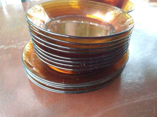 Amber Duralex France Dinnerware - set of 48 odd pieces