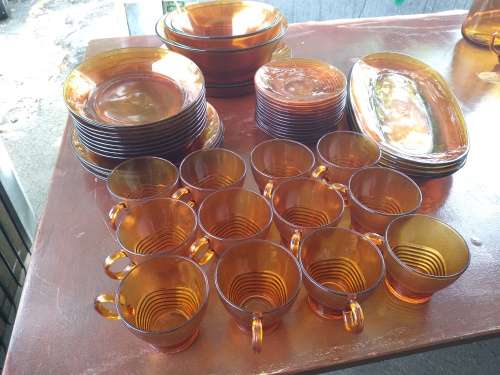 Amber Duralex France Dinnerware - set of 48 odd pieces