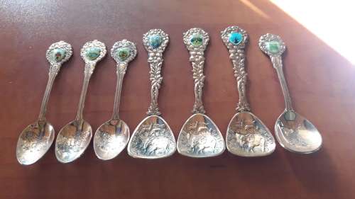 Set of 7 Copper Souvenir Teaspoons