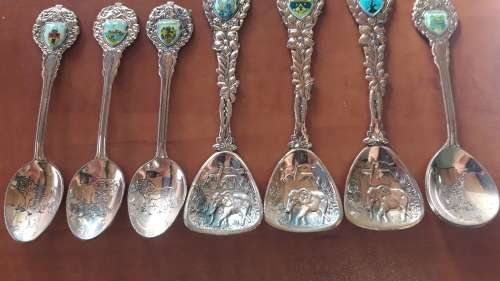 Set of 7 Copper Souvenir Teaspoons