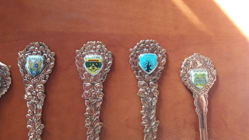 Set of 7 Copper Souvenir Teaspoons