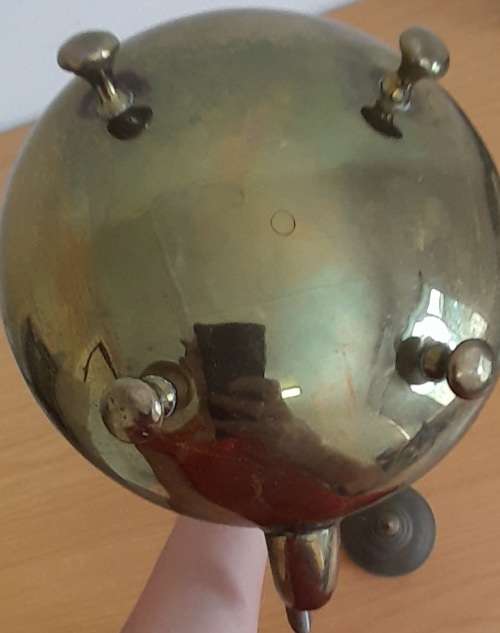 Antique Brass Teapot With Vintage Amber Glass Handle