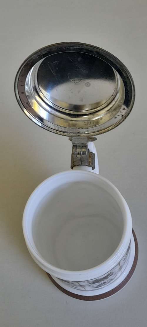 Original BMF Bierseidel German Beer Stein White Milk Glass Horoscope Design