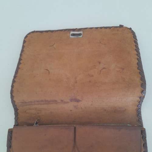 Vintage Deco 1920/30/40s Egyptian Tooled Leather Purse Clutch Handbag