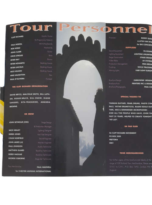 Cliff Richard The Hit List World Tour Program LP