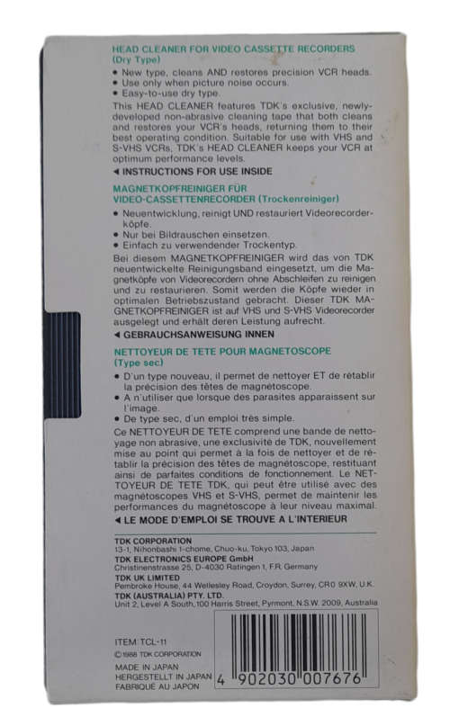 TDK Head Cleaner (Dry Type)