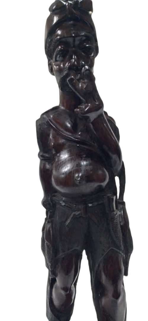 African Wooden Carving - Fisherman, Smoking (QC1165)