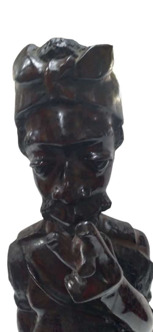 African Wooden Carving - Fisherman, Smoking (QC1165)