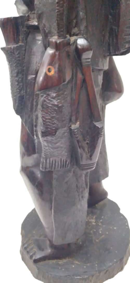 African Wooden Carving - Fisherman, Smoking (QC1165)