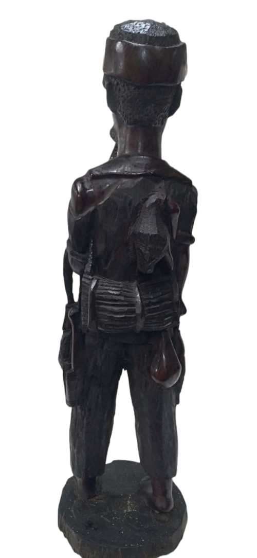 African Wooden Carving - Fisherman, Smoking (QC1165)