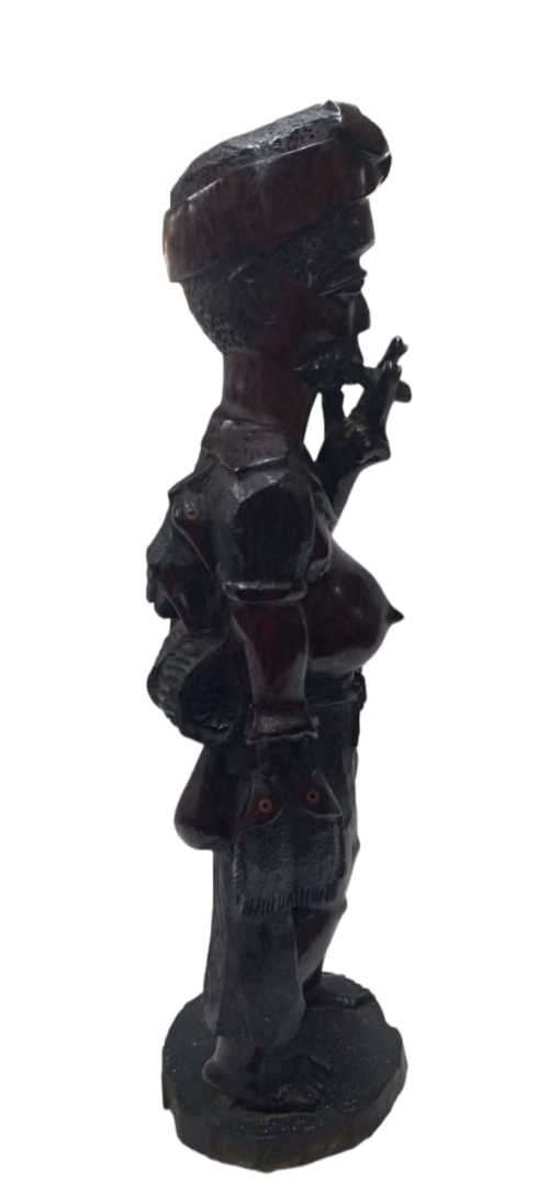 African Wooden Carving - Fisherman, Smoking (QC1165)