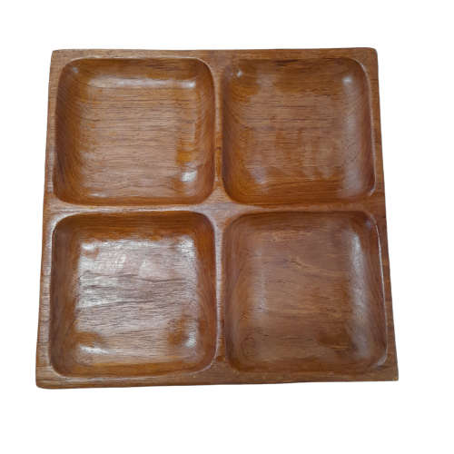 Vintage  Divided Teak Serving Tray