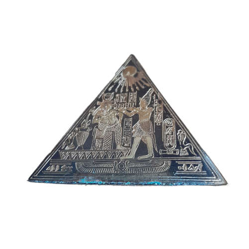 Egyptian Etched Brass Pyramid Paperweight