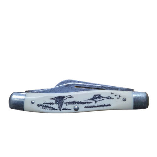 Vintage Schrade Scrimshaw Model SC505 Stockman Pocket Knife