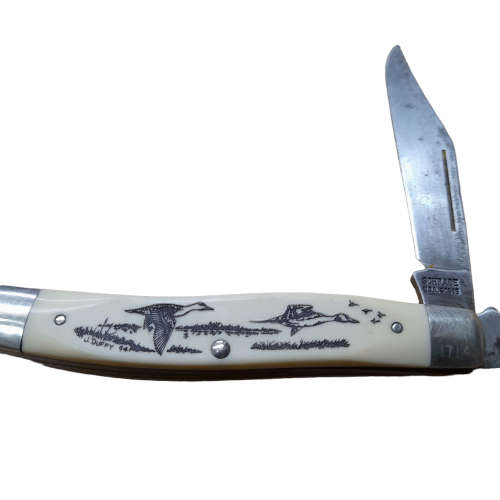 Vintage Schrade Scrimshaw Model SC505 Stockman Pocket Knife