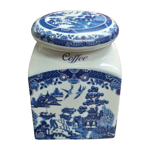Jones & Middleton Ltd Blue Willow Coffee, Tea and Sugar Canisters