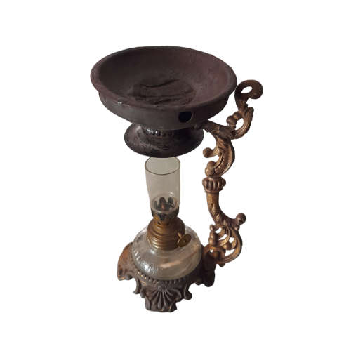 Antique Vapo Cresolene Medical Vaporizer, Original Lamp and shade and Box + Open Bottle of Cresolene