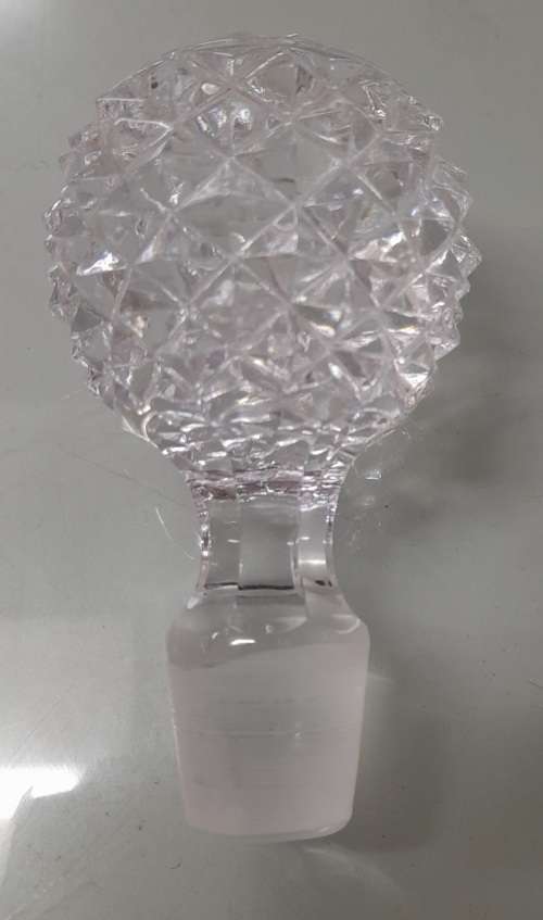 Vintage 1970-1980s Diamond-Cut Crystal Glass Alcohol Decanter