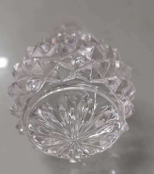 Vintage 1970-1980s Diamond-Cut Crystal Glass Alcohol Decanter