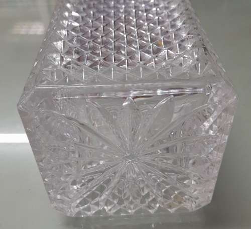 Vintage 1970-1980s Diamond-Cut Crystal Glass Alcohol Decanter