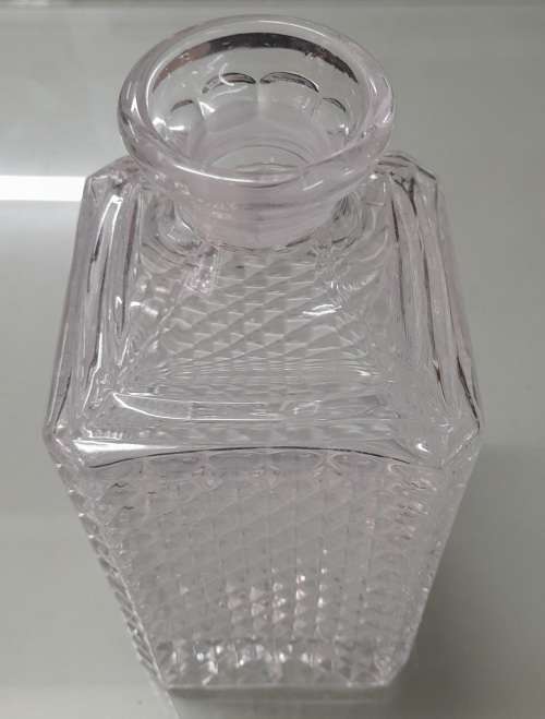 Vintage 1970-1980s Diamond-Cut Crystal Glass Alcohol Decanter