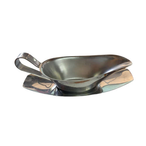 Vintage Stainless Steel Sauce Boat On Stand