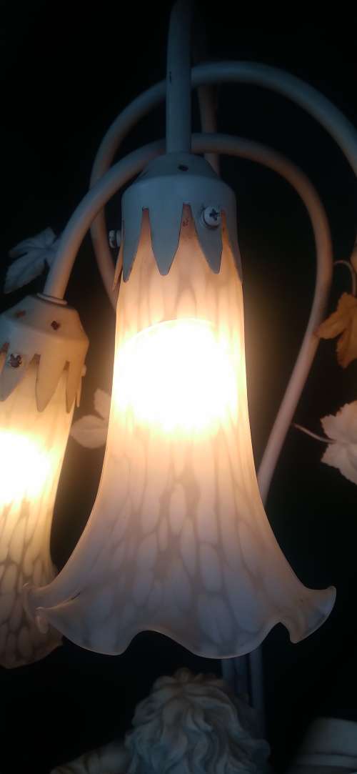 Vintage Lamp Angelica Collection - Ceramic Figurine Table Lamp, Boy and Girl - quite large