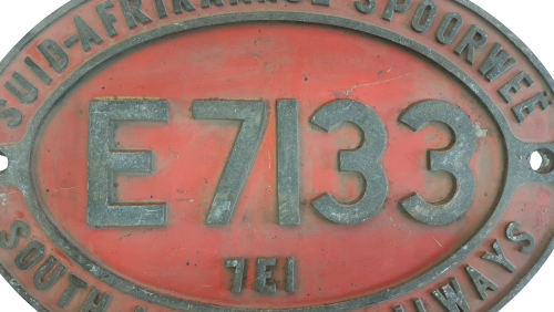 South African railways E7133 7E1 Locomotive Aluminium badge - large