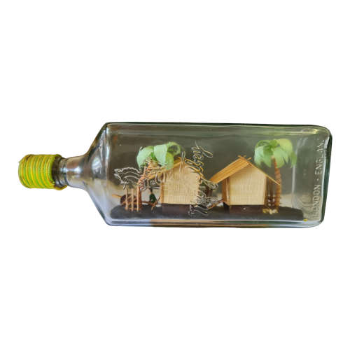 Vintage Bottle Whimsy, Philippine Souvenir, Folk Art Diorama in a Bottle