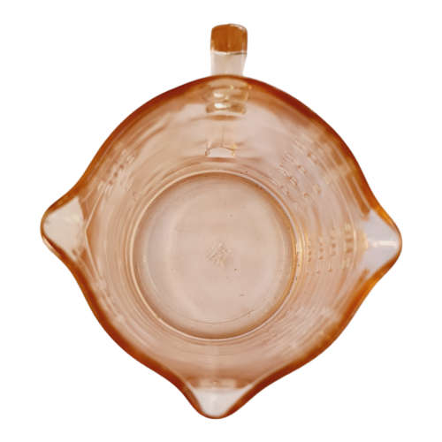 HAZEL ATLAS Vintage Pink Depression Glass Triple Spout Measuring Cup 8oz Pitcher