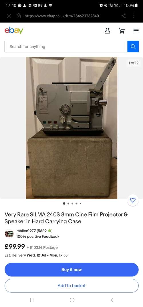 SILMA 240S 8mm Cine Film Projector & Speaker in Hard Carrying Case