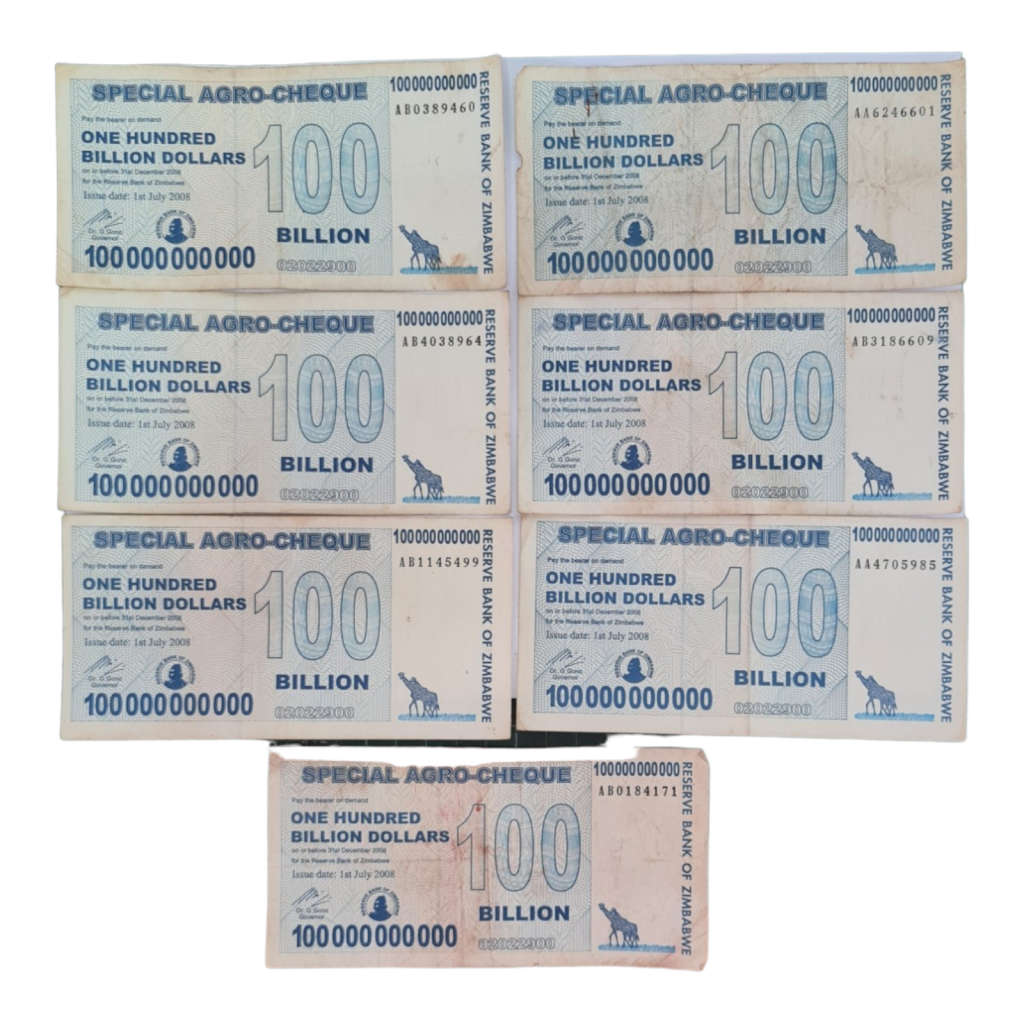 ZIMBABWE 100 Billion Dollars Special Agro Cheque Banknote, 2008 Circulated