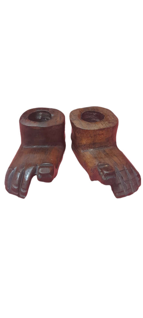 Handcrafted Wood Feet Candle Holder