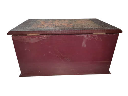 Wooden Box with Decopaged Lid  