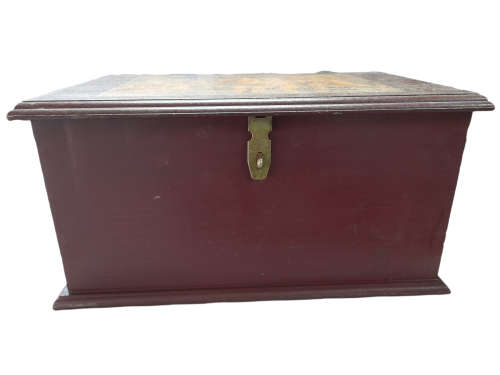 Wooden Box with Decopaged Lid  