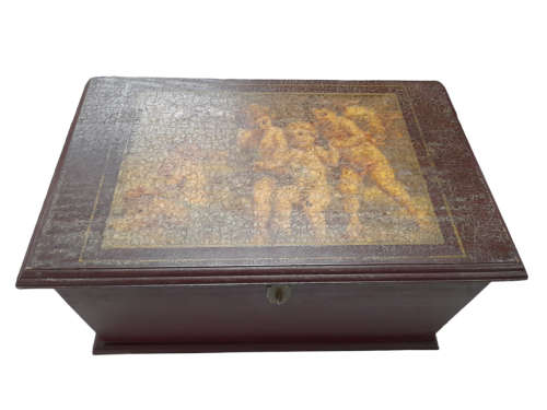 Wooden Box with Decopaged Lid  