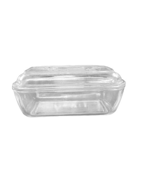 Vintage Glass Arcoroc France Cow Decorated Butter Dish  