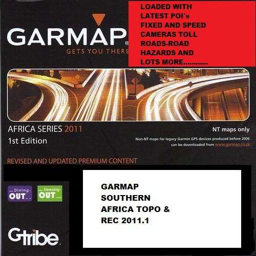 GARMAP SOUTHERN AFRICA STREE MAPS TOPO & REC 2011.1  Included With Latest POI Cameras Portholes