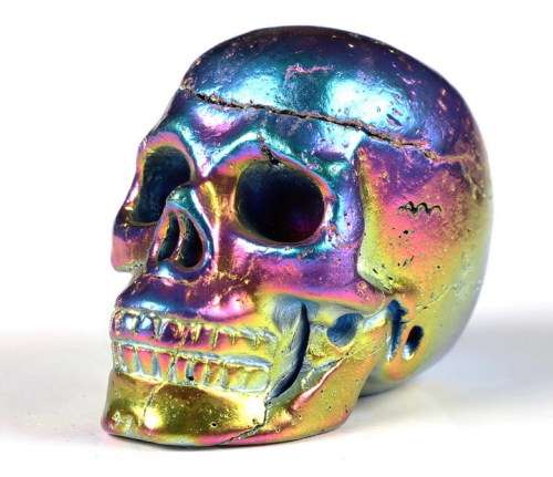 Aura Titanium Quartz Carved Crystal Skull