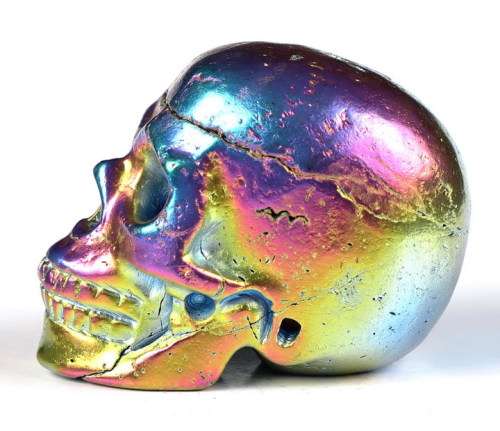 Aura Titanium Quartz Carved Crystal Skull