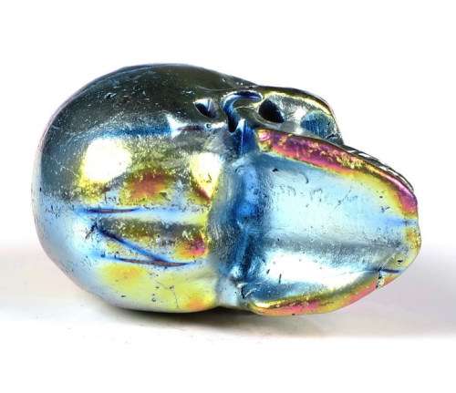 Aura Titanium Quartz Carved Crystal Skull