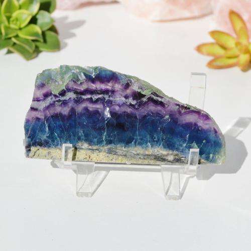 Purple, Green and Blue Rainbow Fluorite Slice