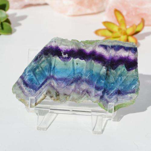 Purple, Green and Blue Rainbow Fluorite Slice