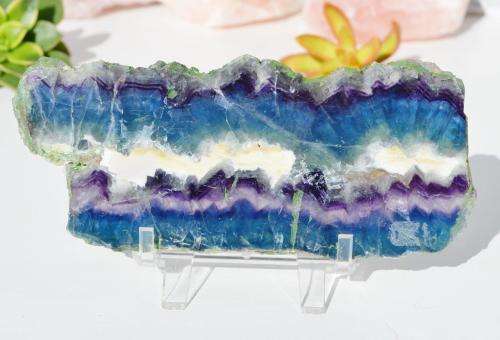 Purple, Green and Blue Rainbow Fluorite Slice
